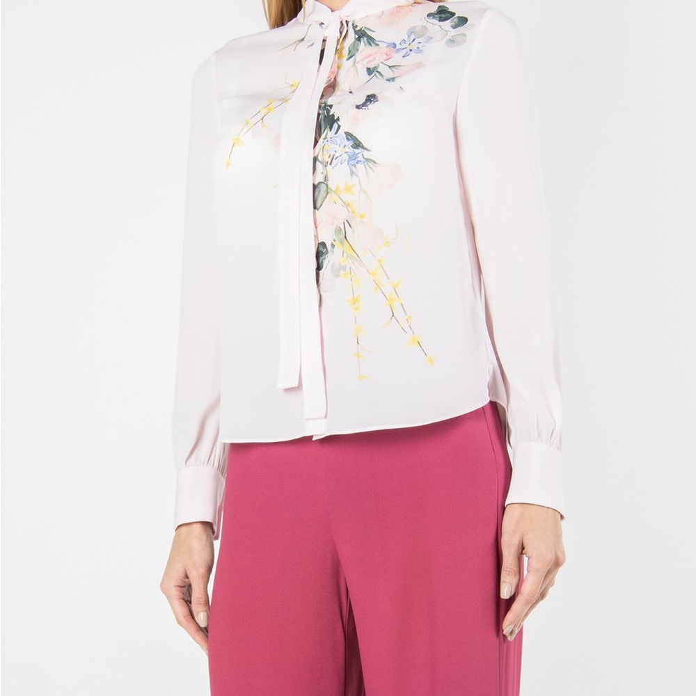 Ted Baker Pink Flora Long Sleeve Blouse - Picture 5 of 9